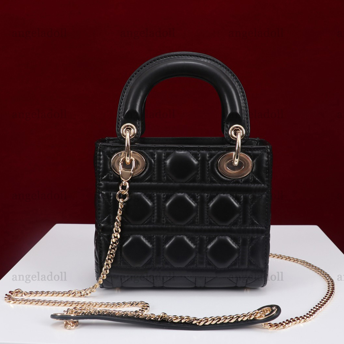 

10A Mirror Quality Luxury Designers Small Lady Bags Real Leather Lambskin Mini Cannage Quilted Flap Purse Medium Womens Shoulder Black Strap Box Bag Handle Handbag, Carton