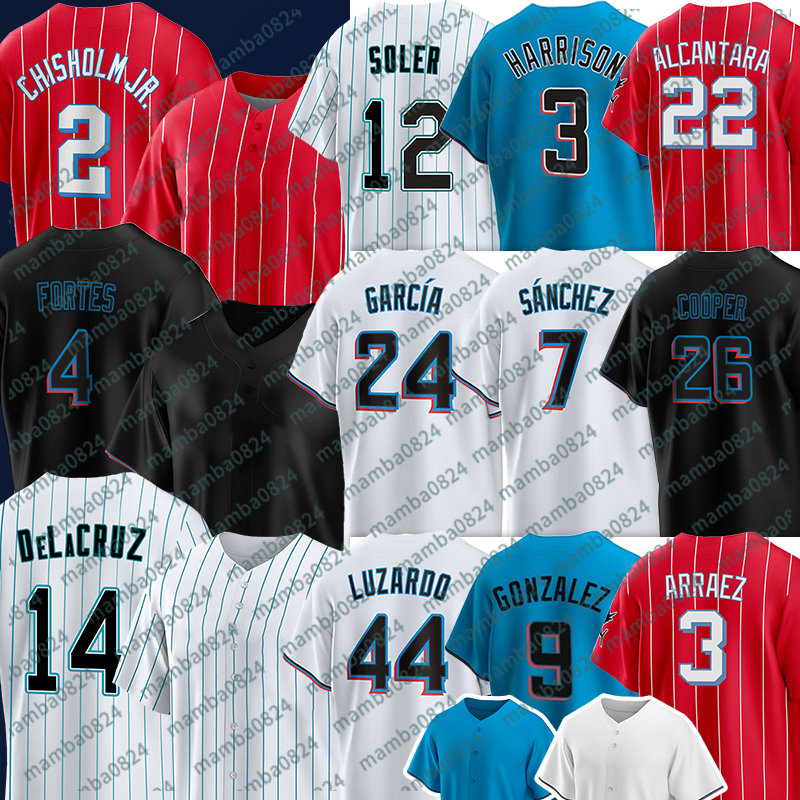 

2 Jazzs Chisholm Jr. Baseball Jerseys Marlins Brian Anderson Bryan De La Cruz Jorge Soler Luis Arraez Garrett Cooper Jon Berti Jesus Luzardo Avisail Garcia, Men(bai wa)