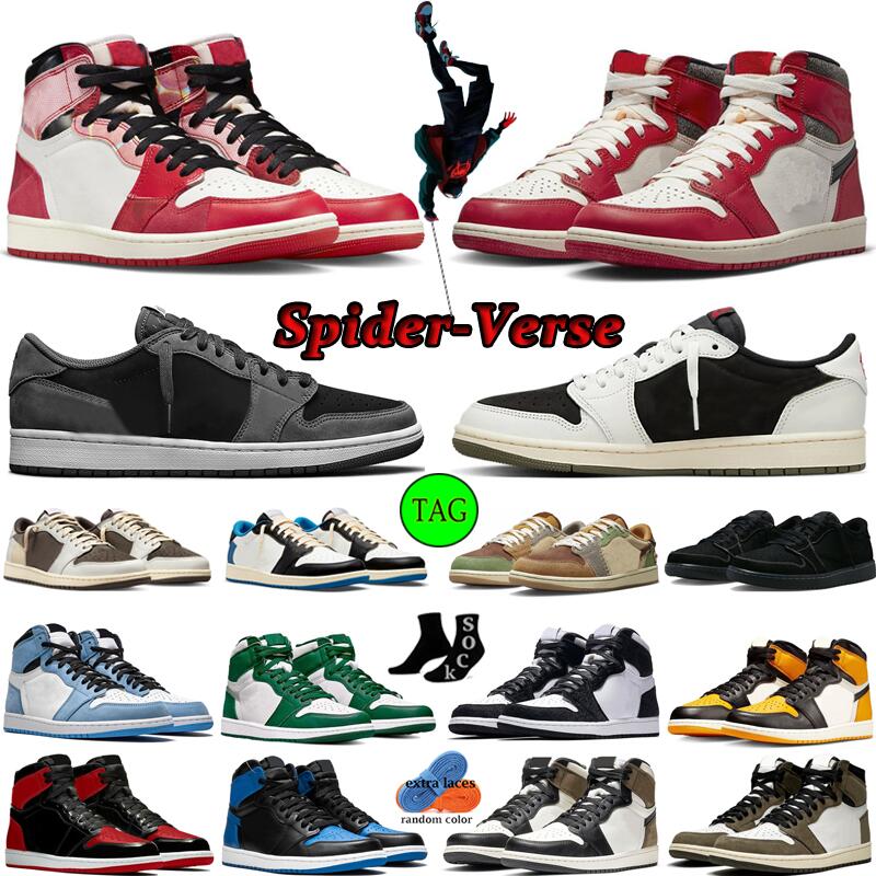 

Across the Spider-Verse Basketball Shoes 1 Jumpman 1s University Blue Chicago Lost Found Medium Olive Black Phantom Washed Pink Women Sports Trainers 36-47, Light green