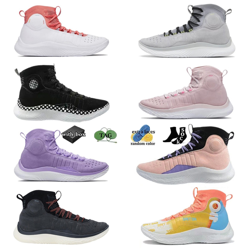 

4 Basketball Shoes Vivid Lilac Grey Black White Red Pink Grey Knit Panel Suede sports trainers prevalent men fashion Cool Outdoor N5gl#