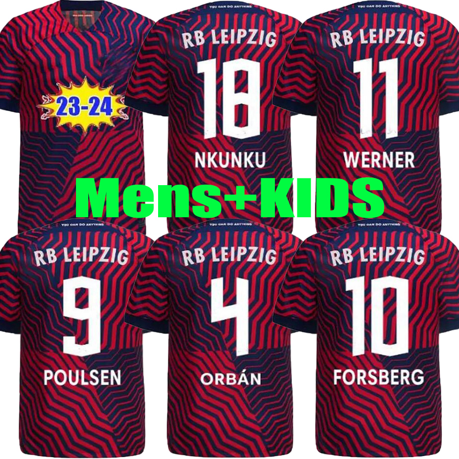 

2023 2024 RBL soccer jerseys Leipziges On Fire Limited Edition WENNER POULSEN Ekunku FORSBERG 23 24 Bundesliga camisetas de futbol men kids kit, 23/24 away+ucl