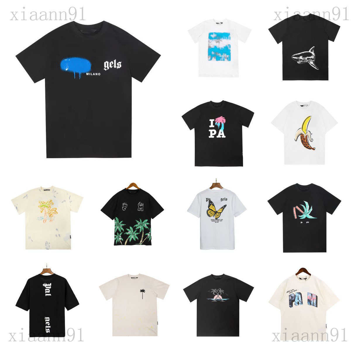 

Summer Designer luxury Palms Angels angel t shirt mens women Coconut Tree Couple Short Sleeve t Shirt Pattern Inkjet Graffiti Letter Printing fashion Casual tshirt, 18