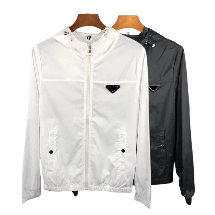 

P-ra Original Brands Fashion Designer Men's Thin Jackets 2023 Trendy Slim Hooded Jacket Couples Classic Trend Zipper Long Sleeve Slim Fit Sports Hoodie Coat Top Coats, Black