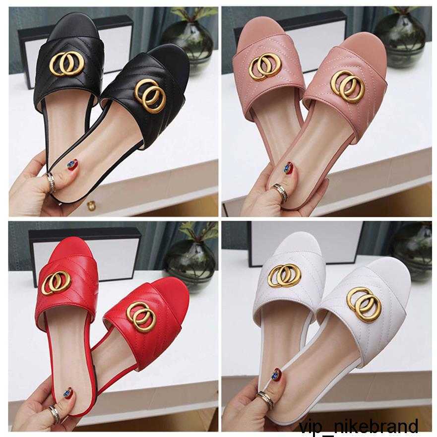 

Designer Leather Slippers Women New products Loafer Flat summer luxury double letter luxury slippers soft comfortable non slip ope2157