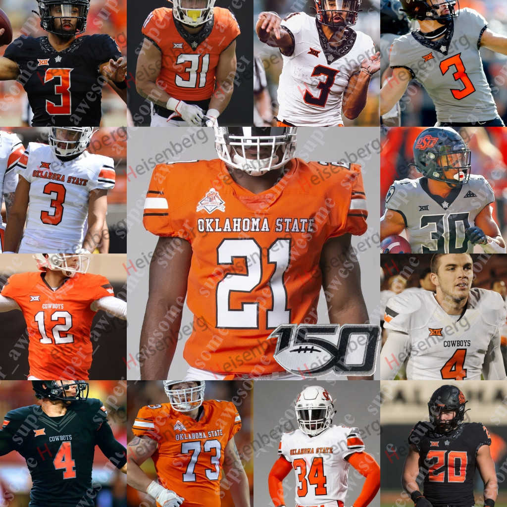 

Oklahoma State Football Jersey Malcolm Rodriguez Dominic Richardson Dezmon Jackson Braydon Johnson Rashod Owens Bryson Green Cale Cabbiness Devin Harper Rudolph, Black-150th