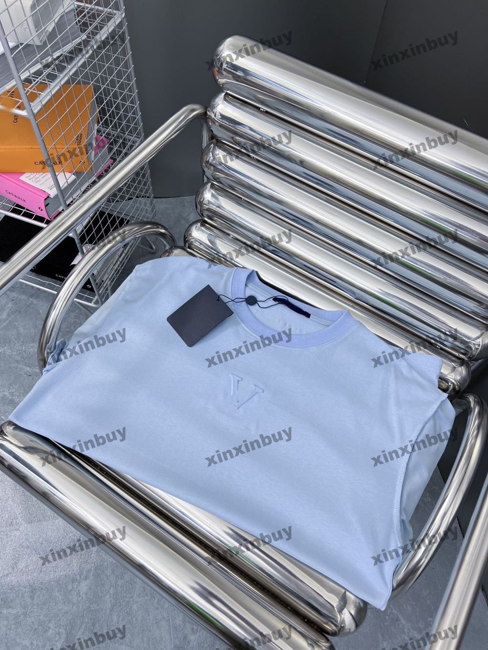 

xinxinbuy Men designer Tee t shirt 23ss emboss letter pattern short sleeve cotton women black white blue S-XL, 01