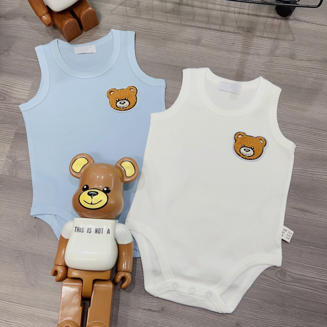 

Summer Rompers for Baby Brand Plush Bear 100% Cotton Sleeveless Vest Jumpsuits Newborn Girl Boy Clothing 0-24M, Black