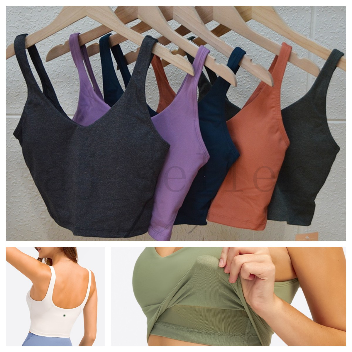 

Women Yoga Bra Tank Tops Soft Fabric Shockproof Sports Bra Shirts Fitness Vest Top Sexy Underwear Solid Color Gym Clothes With Removable Cups