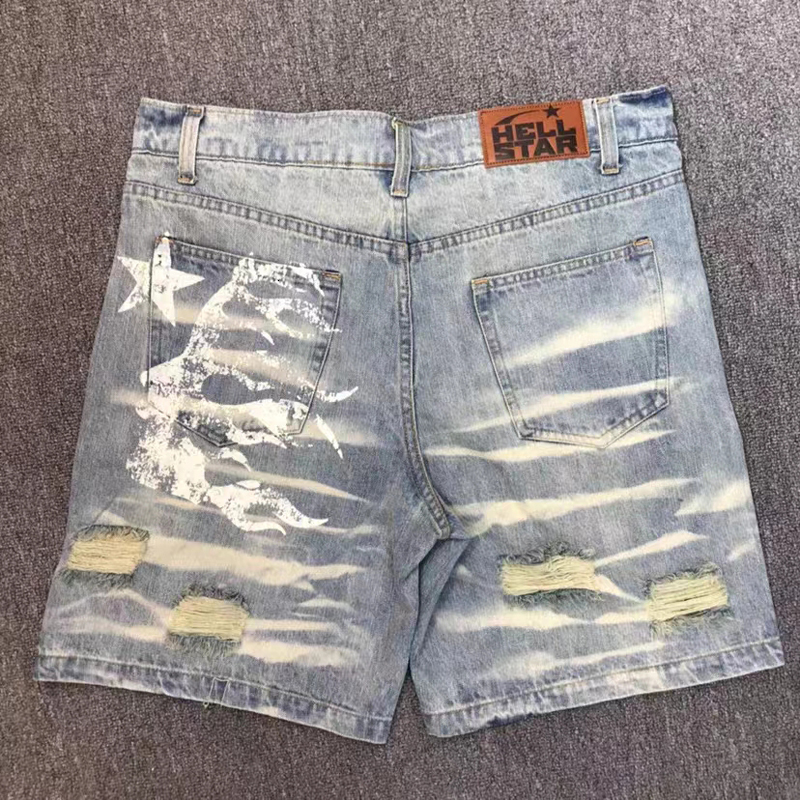 

Men' Shorts High Quality Hellstar Denim American Fashion Casual Men Women Wash Water Ripped Short Pants 2023 Summer 230520, Beige