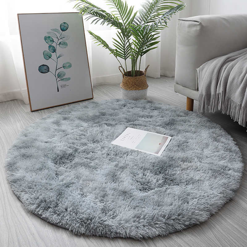 Living Room Rugs Round Carpet Bedroom Aesthetic Decor Furry Mat Decoration Home Comfort White Pink Modern Lounge Rug Foot Mat-image-867431706