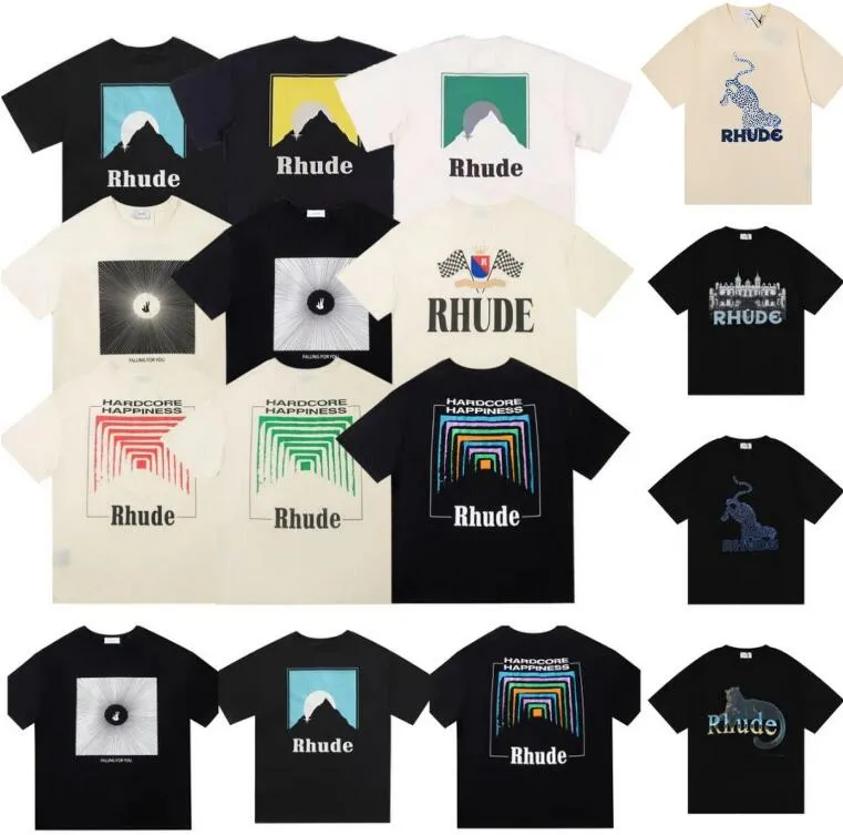 

2023 Mens Rhude t Shirt for sale Leopard Letter Print Doodle High Street Top Tees Men Women Casual Loose T-shirt Streetwear USA SZIE S-XL, Not sold separately (add postage)