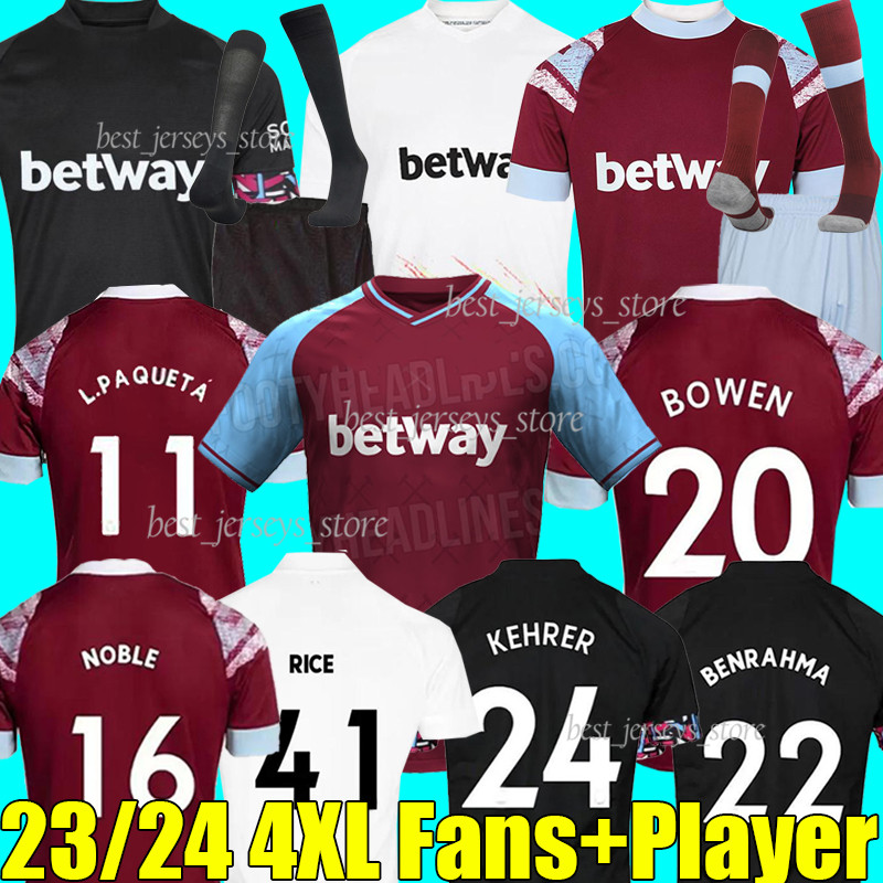 

4XL 22/23/24 wEsT HaMs Soccer Jerseys 2023 BOWEN RICE SCAMACCA ings L.PaquetA KEHRER BENRAHMA LANZINI ANTONIO FORNALS EMERSON men kids Kits sock sets Football Shirt, 22-23 home kit