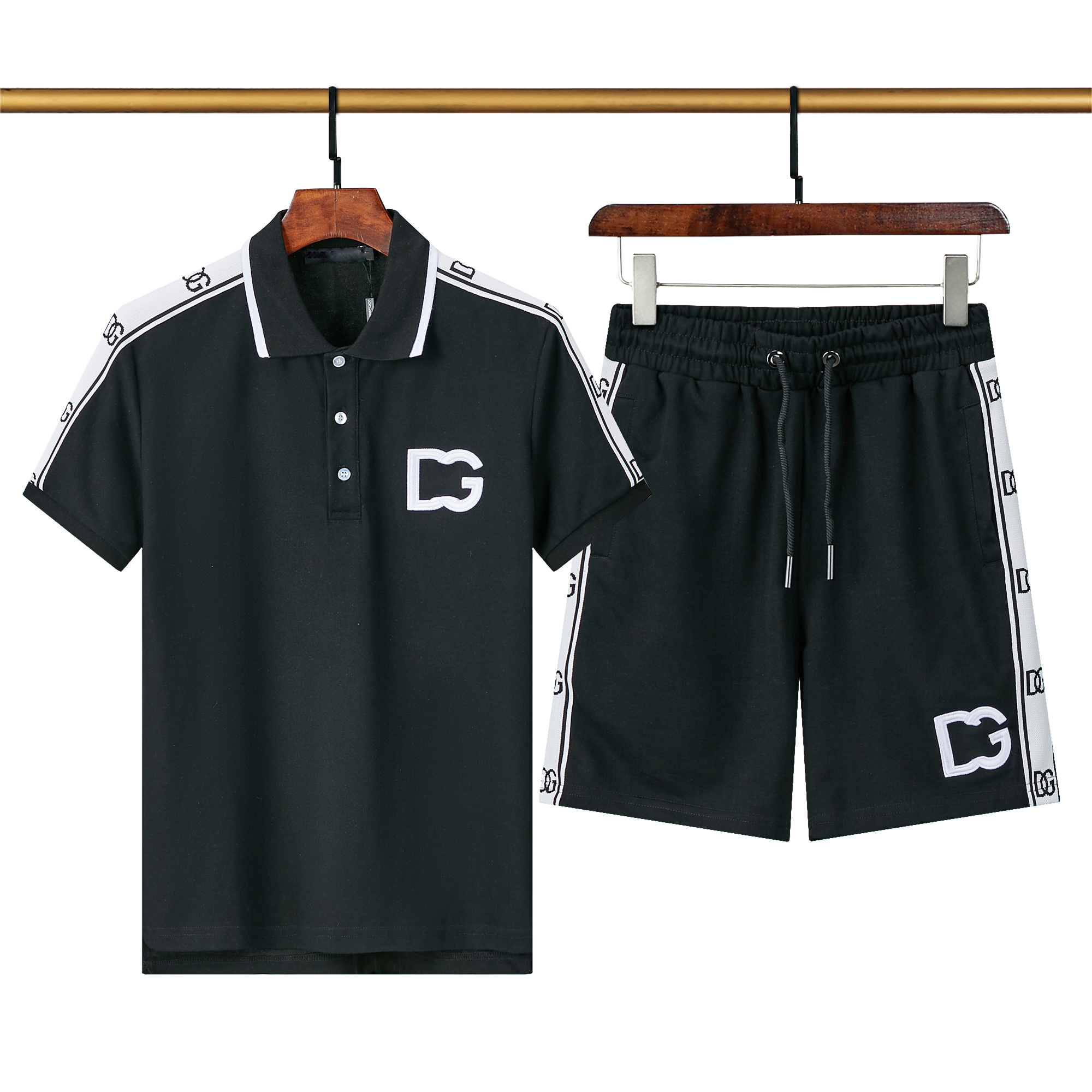

Men's sportswear black and white two-piece polo lapel Casual Shorts 100 pure cotton Luxury Classic Embroidered monogram Fashion Sportswear clip XL 2XL 3xl