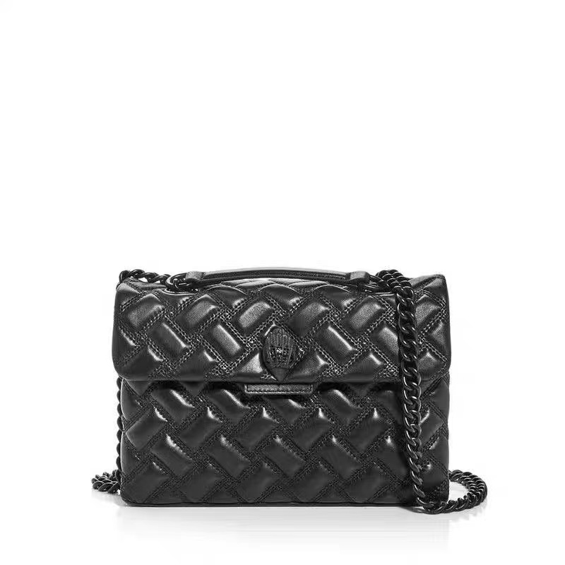 

Kurt Geiger London Kensington Full Black Soft Leather Handbags Luxury Black Chains Shoulder Bag Big Cross Body Purse and bag, Full black mini