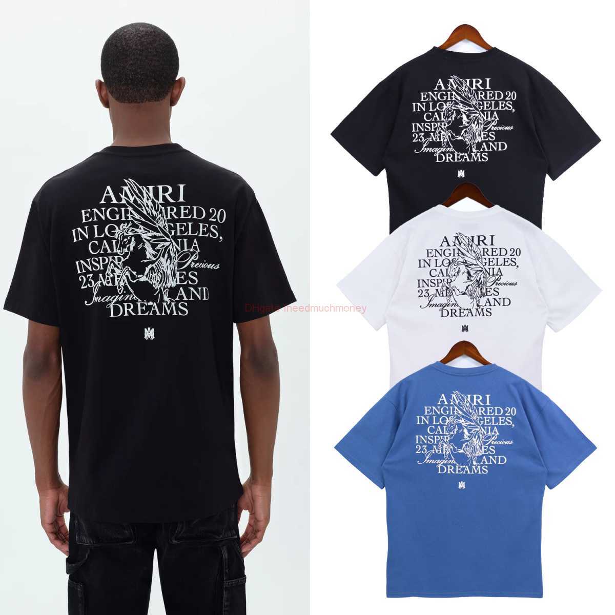 

Designer Fashion Clothing Amires Tees Am Tshirt Amies Fashion Brand Summer New Couple Loose Round Neck Versatile Letter Printing Pure Cotton Casual Short Sleeve Tsh, Black
