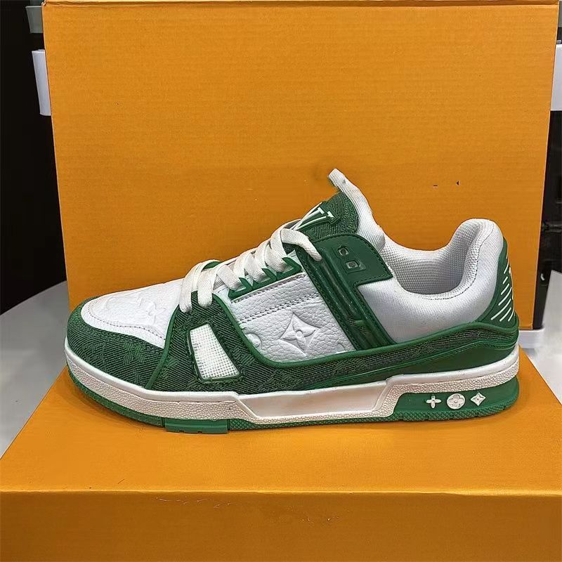 

36-45 L & V Casual 3D old flower shoe Designer Sneaker Virgil Trainer Casual Calfskin Leather Abloh White Green Red Letter Overlays Platform Fashion Luxury Low Sneaker, 03