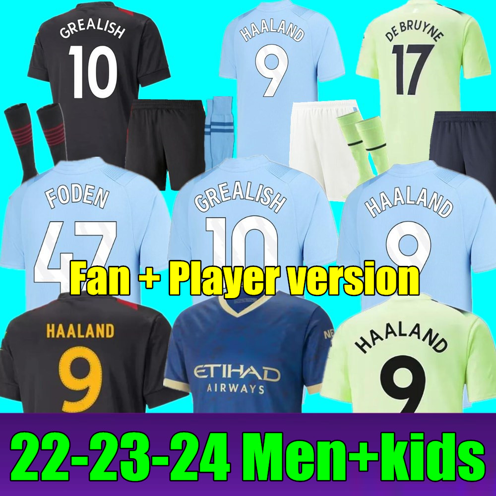 

Soccer Jerseys HAALAND 23 24 DE BRUYNE PHILLIPS MANS CITIES GREALISH MAHREZ FODEN BERNARDO JOAO CANCELO Z RODRIGO Football Shirt 2023 2024 Men Kids Kit Sets Uniforms, 22/23 adult home+champion patch