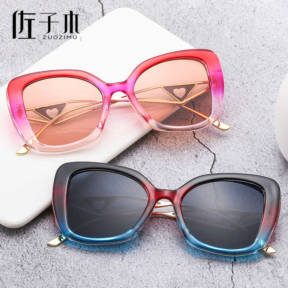 

Sunglasses Frames New large frame trendy metal heart mirror legs men's and women's fashionable sunglasses UV resistant style