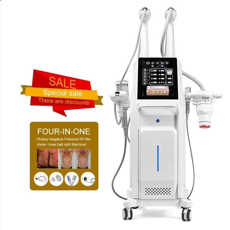 6 in 1 Vacuum Roller+6MHZ Radio Frequency+180 Mechanical Rotation+Led Full Body 360 D Rotating Roller Rf Ultrasonic Cavitation Vacuum Body Slimming
