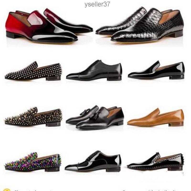 Designer Christians Chaussures 2020top Qualité Ss Hommes Chaussures Spikes Hommes Chaussures Habillées Mocassins Matt En Cuir Verni En Daim Bout