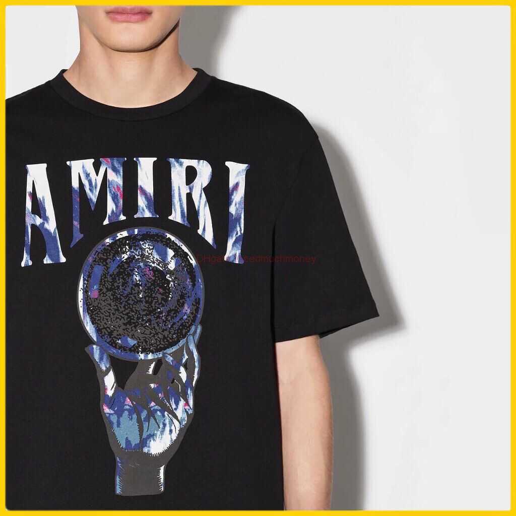 

Designer Fashion Clothing Amires Tees Am Tshirt Correct Edition Amies 23x New Personalized Fashion Colorful Handheld Planet Print Loose Round Neck Short Sleeve Tsh, Black