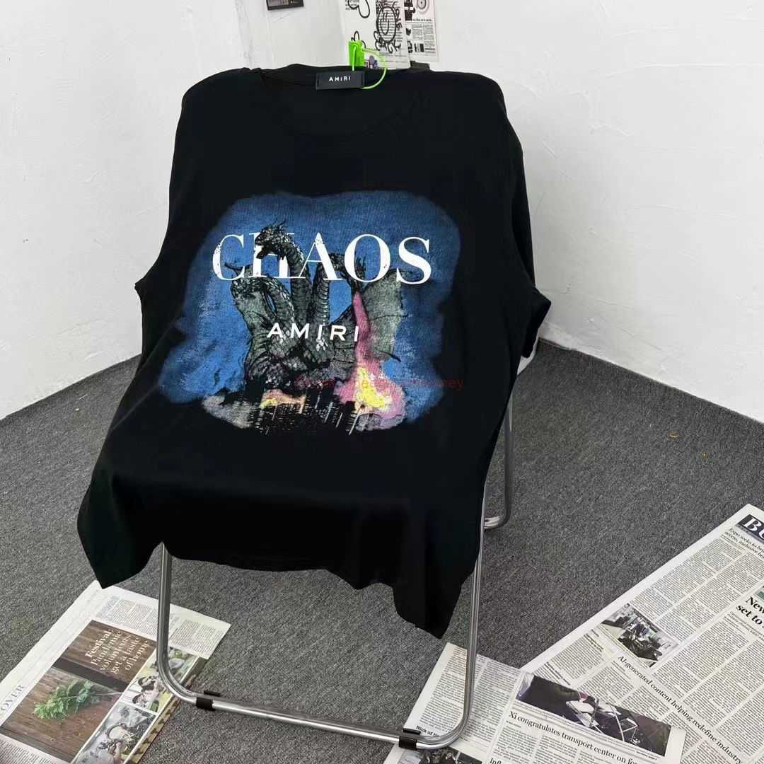 

Designer Fashion Clothing Amires Tees Am Tshirt Amies Kongshanji Hole Short Sleeve Luxury Casual Tops Mens Cotton Streetwear Sportswear for sale, Black