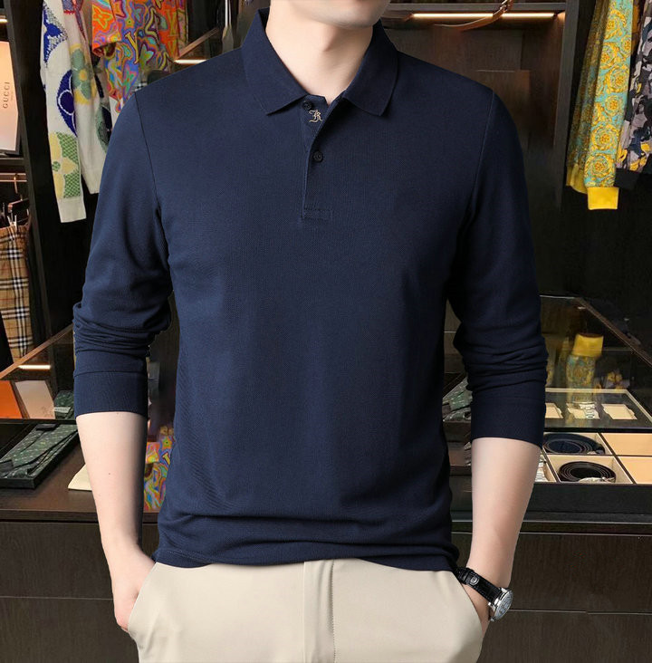 

Designer new workplace formal long-sleeved poloT Shirt Luxury fashion casual solid color striped breathable lapel polo multi-color M-3XLHSC K5DT, Style14