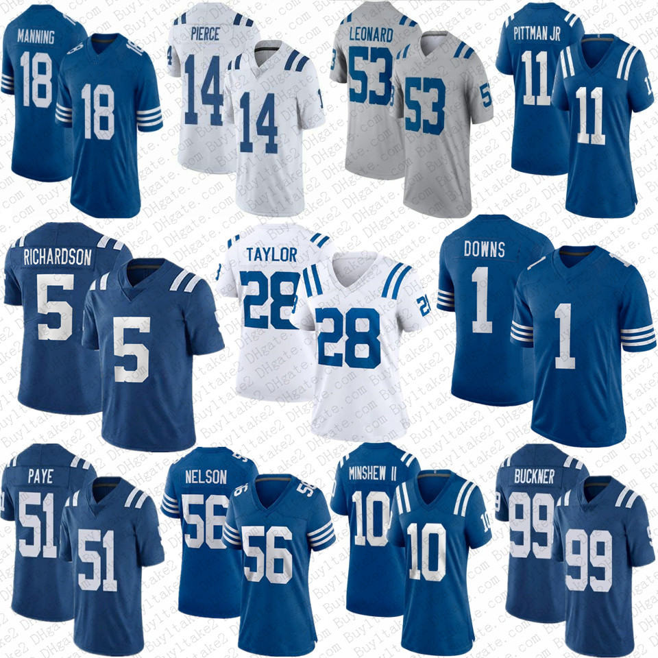 

5 Anthony Richardson Jonathan Taylor Football Jersey Josh Downs Colts Darius Leonard Quenton Nelson Gardner Minshew II Michael Pittman Jr Julius Brents Alec Pierce, Youth