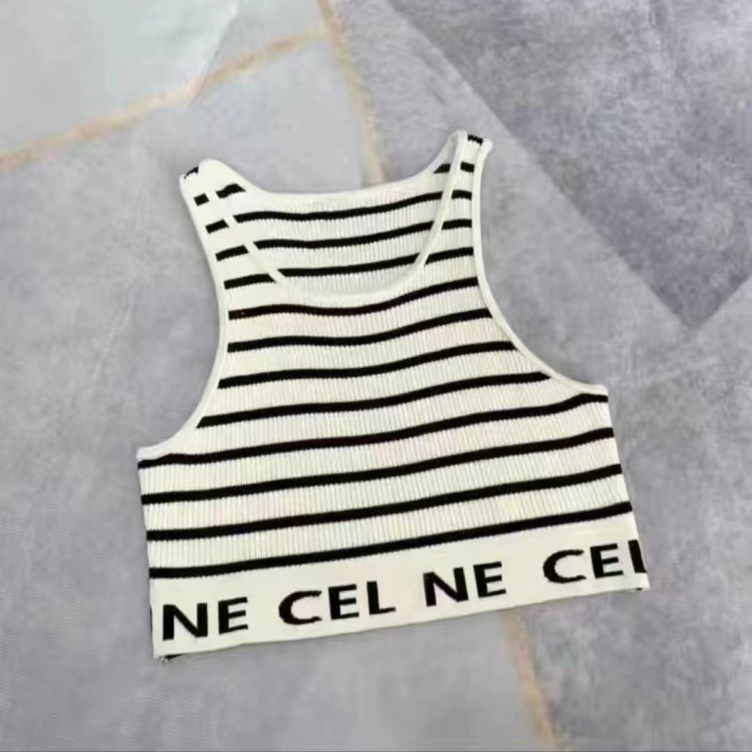 

Designer Womens Sexy Crop Top Embroidery Letter Knits Vest Designer Breathable Knitted Vests Outdoor Sport Camis Knits Tee Yoga Tees Breathable Pullover2023