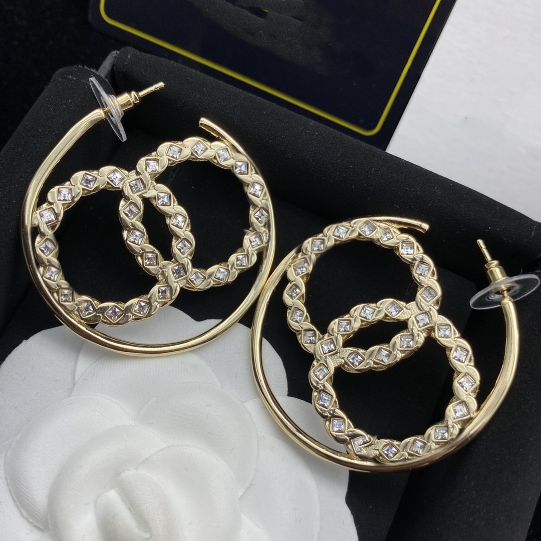 

Double Letter Earrings High Quality Necklace Cuban Earrings Necklace Luxury Punk Vintage Master Design Women's New Year Accessories