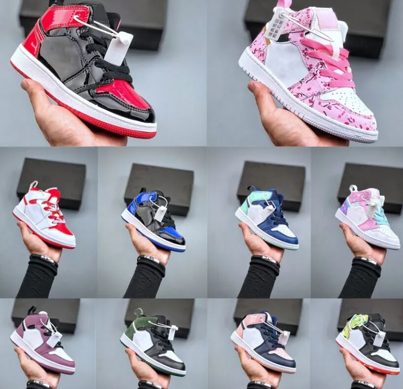 kids shoes 1 designer black shoe boys high 1s sneaker basketball Jumpman blue baby kid youth toddler infants trainers Children Athletic