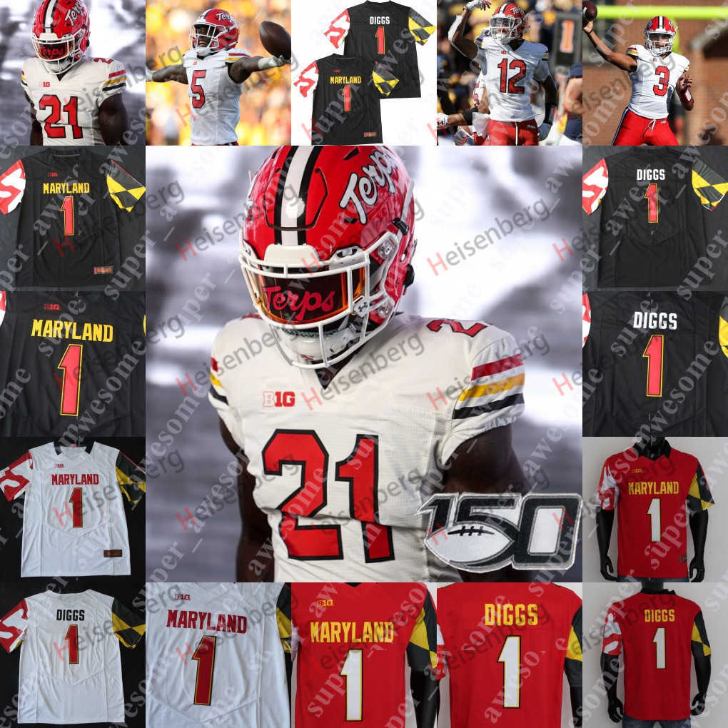 

Maryland Terrapins Football Jersey Taulia Tagovailoa Fleet-Davis Isaiah Jacobs Dontay Demus Jr Rakim Jarrett Tarheeb Still Sam Okuayinonu Stefon Diggs DJ Moore, White 1980s-150th