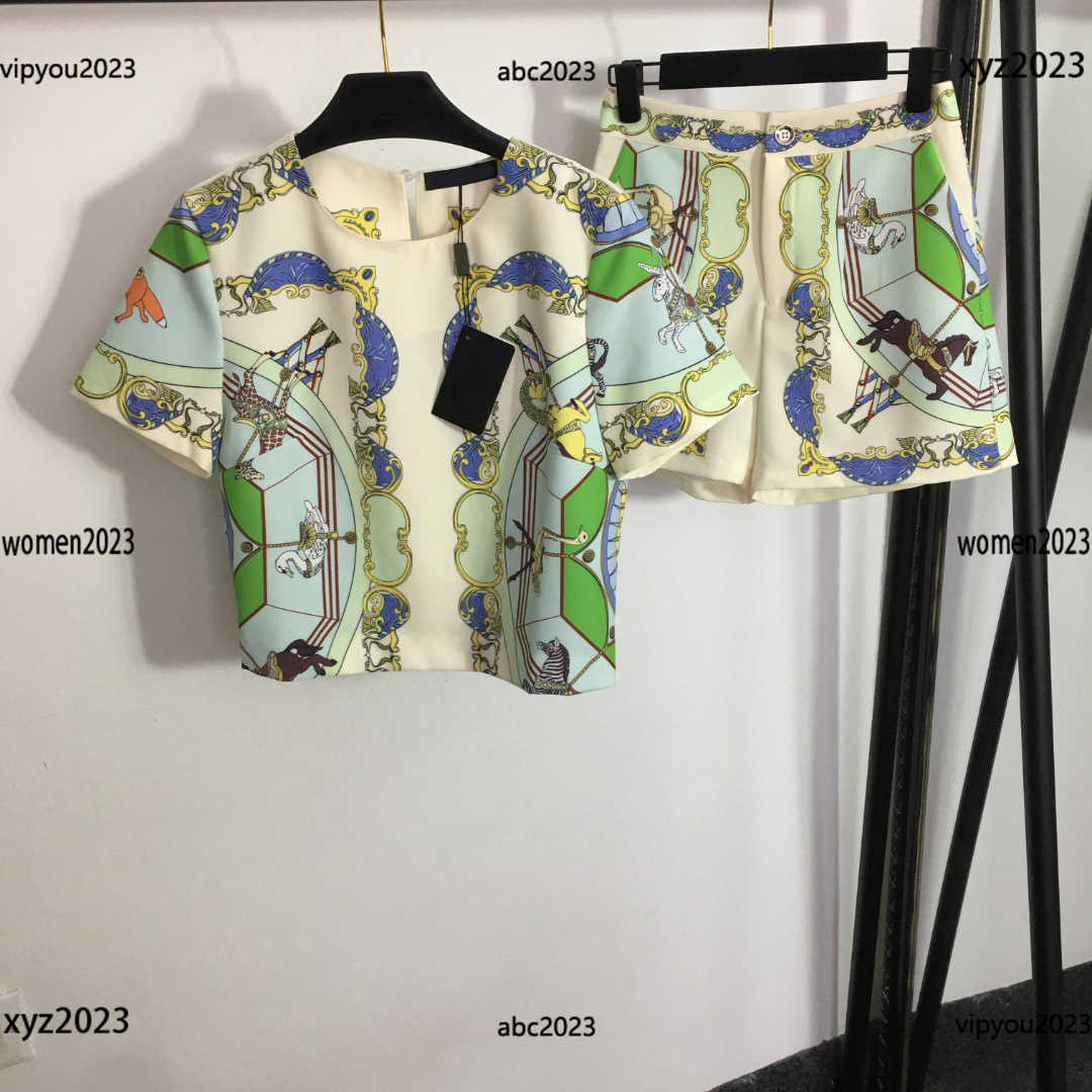 

women' tracksuits designer Casual set Size -L 2pcs Animal printed short sleeved T-shirt top and high waisted shorts May18, #1