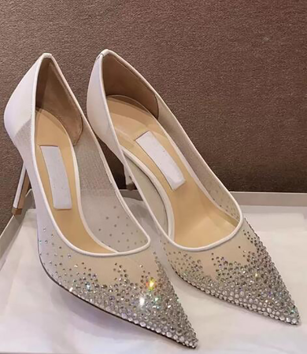 

luxury high heelsDress Shoes Pointed mesh high heels ROMY Sandals Shoes Leather Designer Party High Heels Evening Dress Lady Gladiator sexy shoes