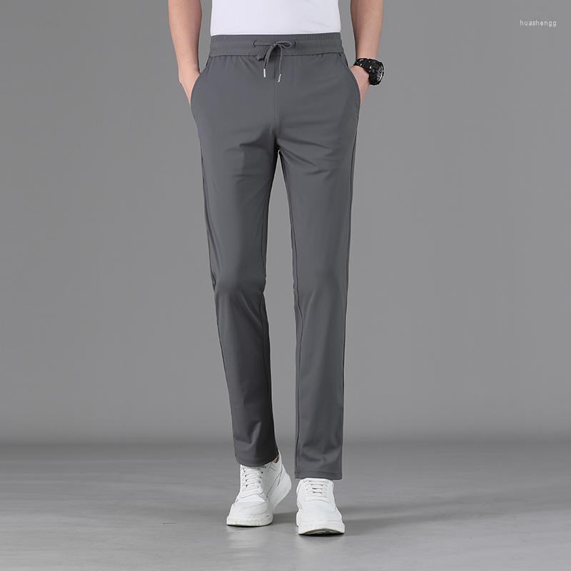 

Men's Suits Summer Men's Suit Pants Cool Breathable Stretch Daily Business Casual Solid Color Wrinkle Free Trousers Dress, Black