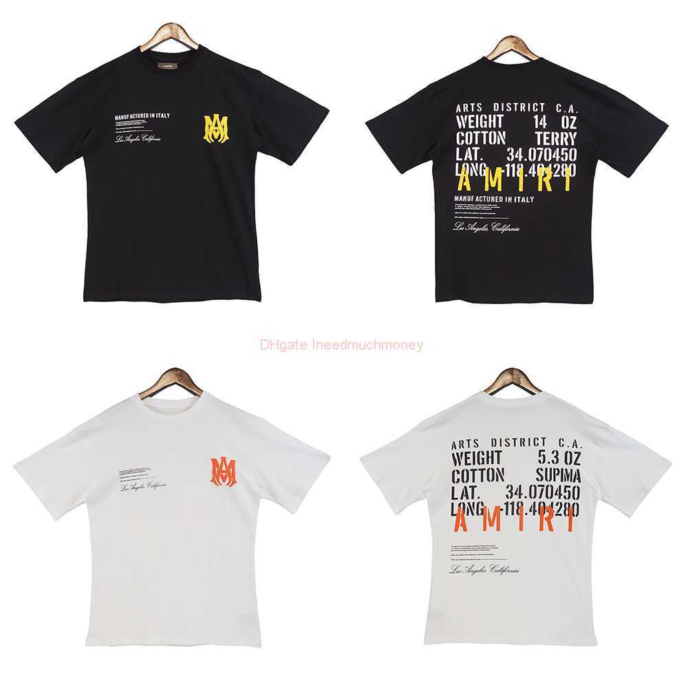 

Designer Fashion Clothing Amires Tees Am Tshirt 2023 New Light Luxury Amies Blast Street Poster Letter Pattern Printed Round Neck Short Sleeve Tshirt for Men Women Lu, White oa2135