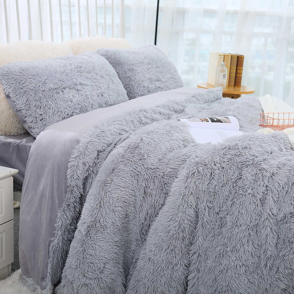 Soft Flannel Blanket Solid Warm Long Shaggy Fuzzy Blanket Fur Throw Rug For Sofa Bedding Home Decor Winter Fleece Blankets Cover-image-878660620