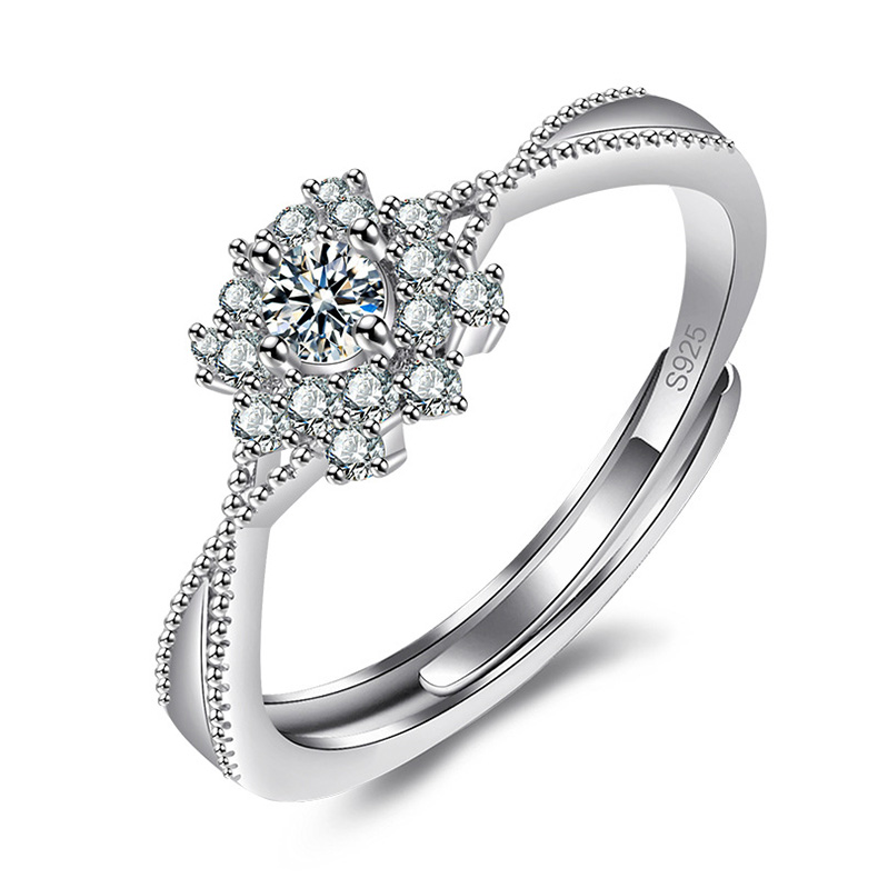 

Brilliant Cubic Zirconia Snowflake Wedding Rings for Women Cluster Rings Adjustable Size Engagement Jewelry Gift