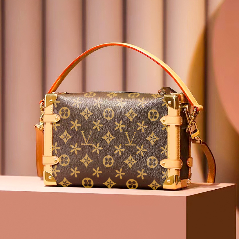 

Fashion louvis side trunk Shoulder bag Luxury Designer M46358 M21741 Genuine Leather Womens Mens tote Brown flower clutch handbag Messenger crossbody S-lock bags, Brown embossed
