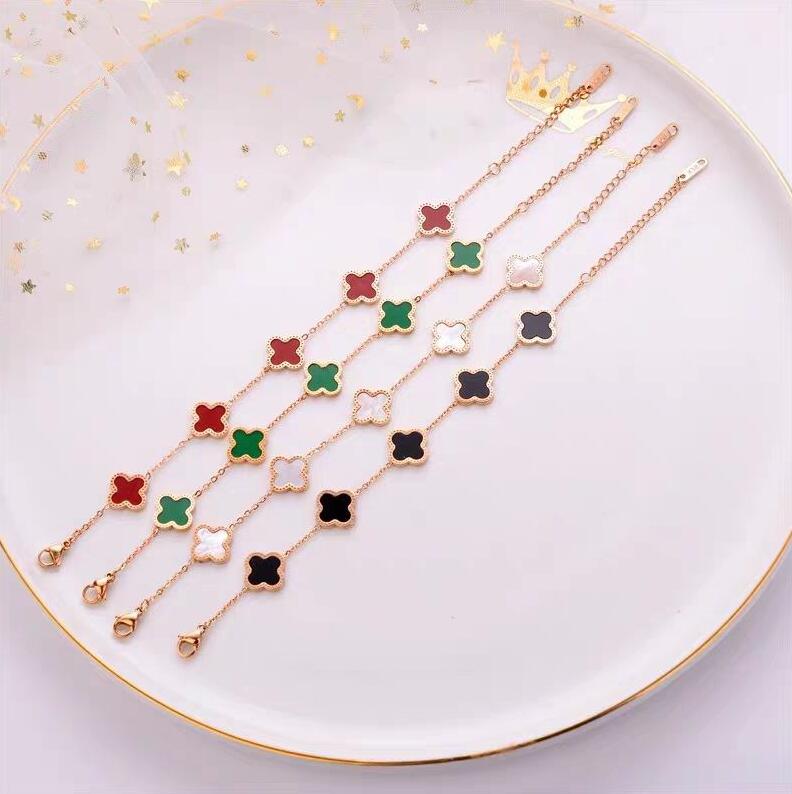 

Fashion Classic 4/Four Leaf Clover Charm Bracelets Bangle Chain 18K Gold Agate Shell Mother-of-Pearl for Women&Girl Wedding Mother' Day Jewelry Women gifts-AA