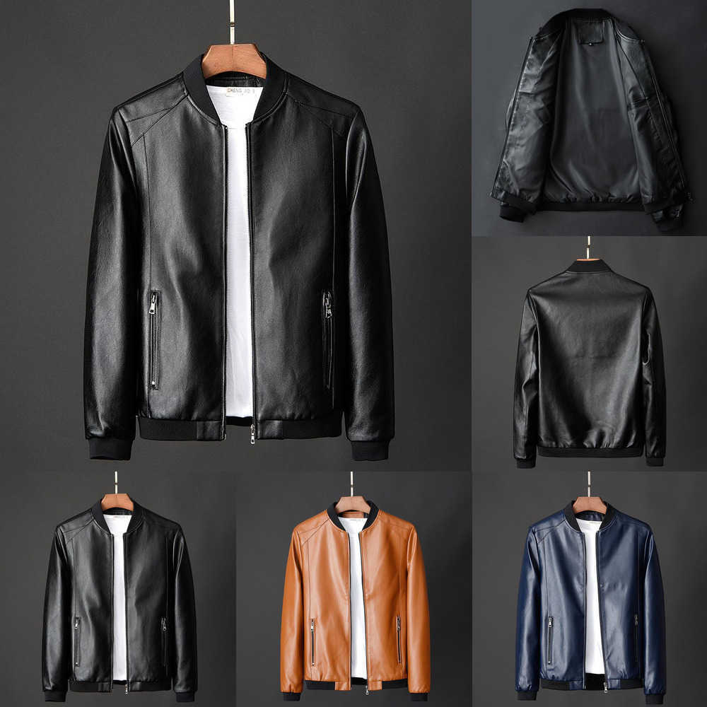 

mens designer leather Jacket Bomber Motorcycle Men Biker PU Baseball Plus Size 7XL Causal Jaqueta Masculino wholesale SXUY, Navy