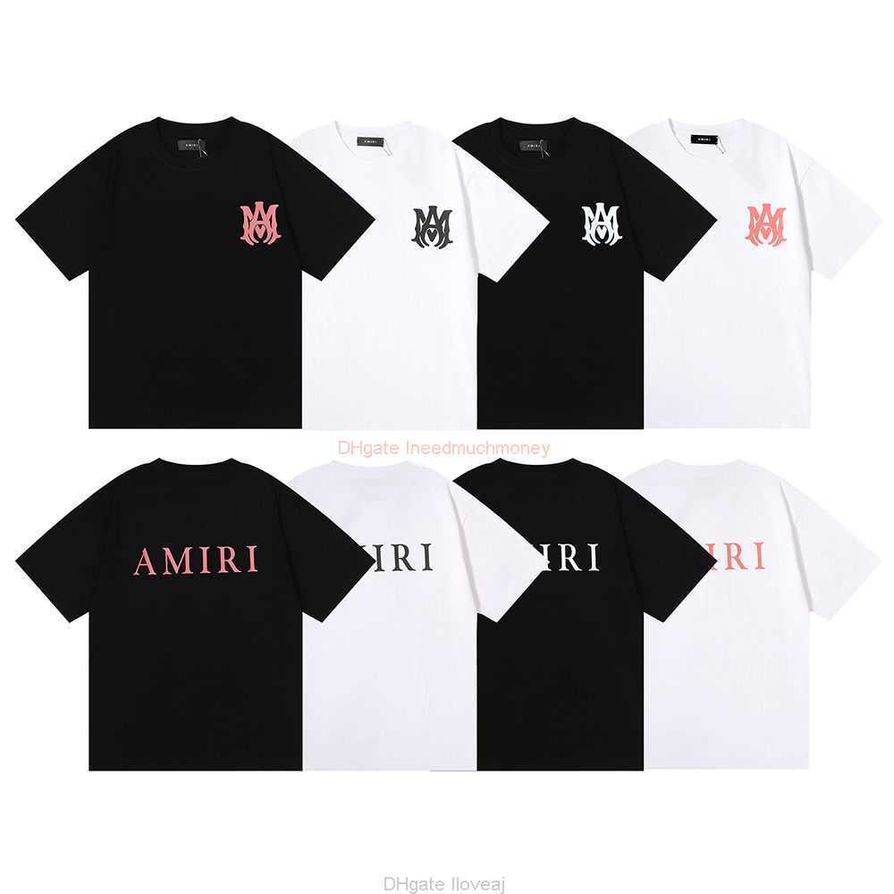 

Designer Fashion Clothing Amires Tees Am Tshirt Light Luxury Amies Simple Printing High Quality Double Yarn Pure Cotton Casual Short Sleeve Tshirt for Male Female St, White purple fh920