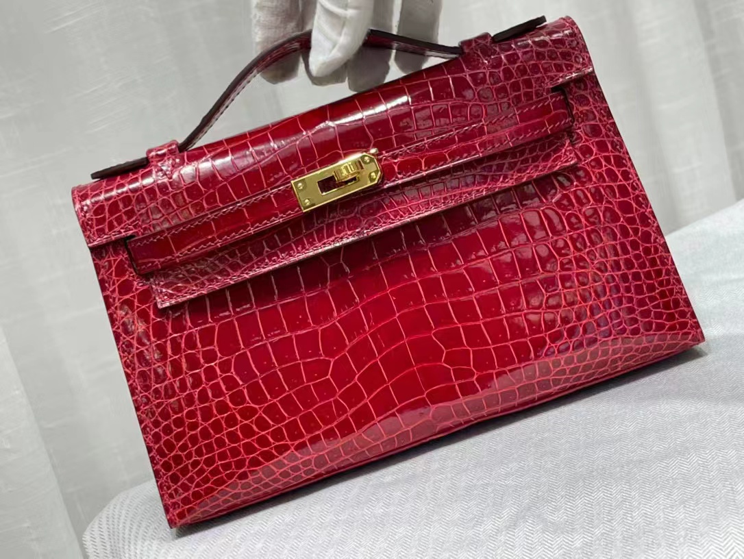 

22cm crocodile totes brand bag shinny alligator skin designers purse red luxury clutch fully handmade quality wax line stitching many colors to choose, Yellow