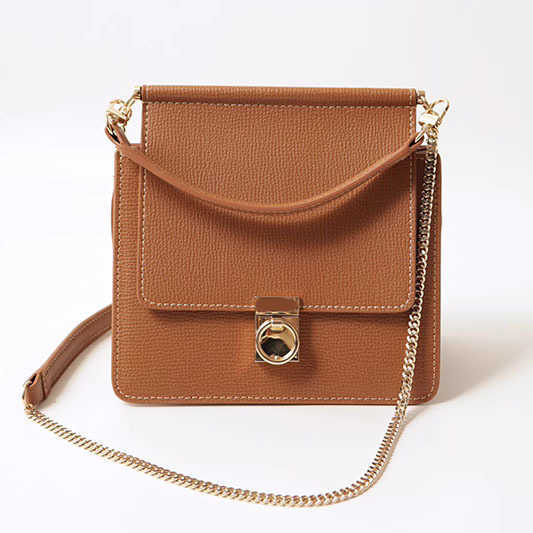 

French Design Polene Lychee Grain Crossbody One Shoulder Portable Mini Fine Chain Small Square Bag 230524, Black