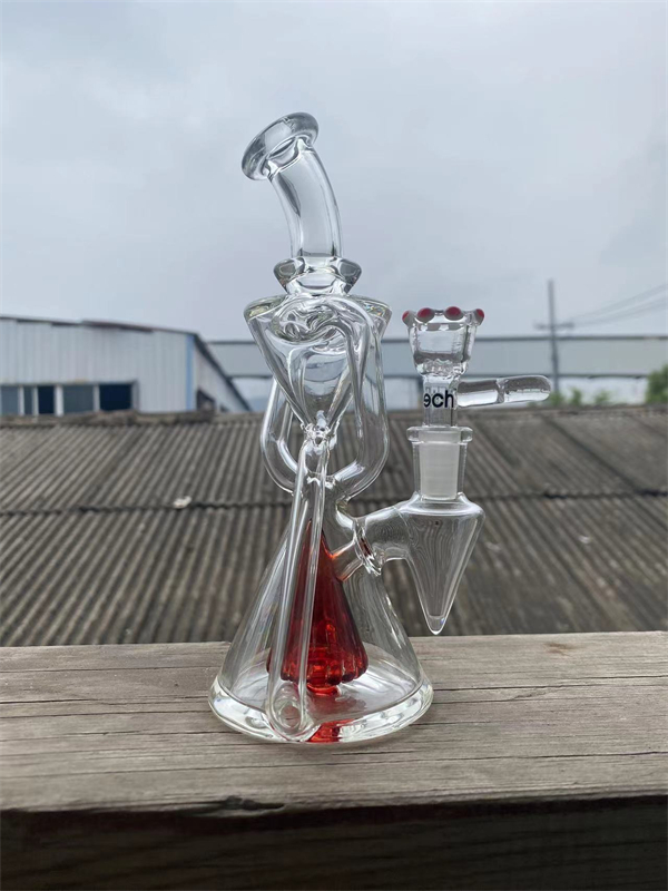 

glass pipes clear and America red recycler rig 14mm welcome to place an order