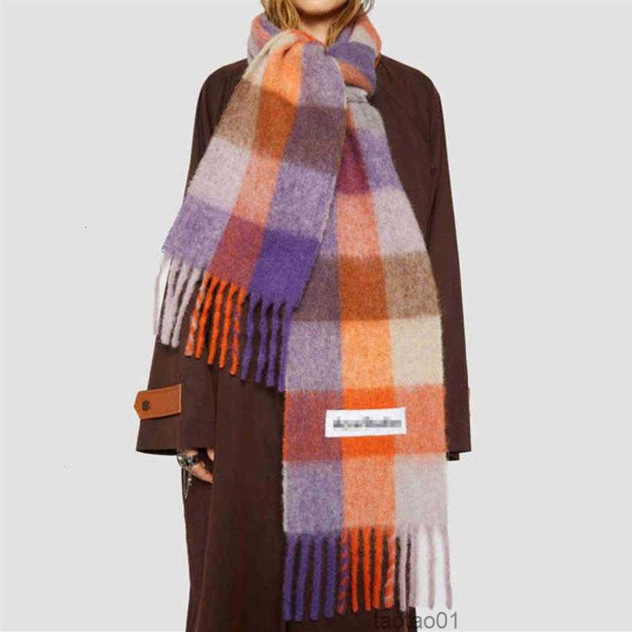 

Fashion Luxury Ac Scarf Men's Women Scarves Imitation Cashmere Plaid Wraps Long Student Bib Warm Shawl Rainbow Thick Lattice Tasse336j8fh3