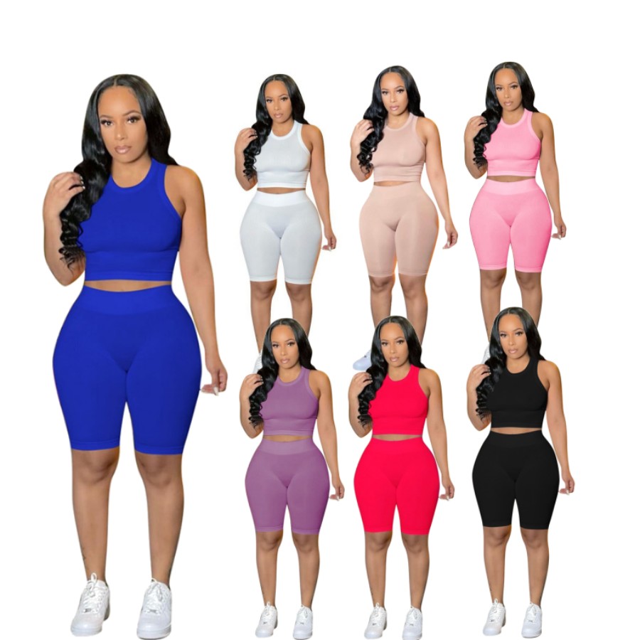 

Women Tracksuits Two Pieces Set Designer Tie Dye Printing Casual Summer Solid Color Round Neck Sports Shorts Suit Fashion Sexy Sportsuits 5270, Mix color