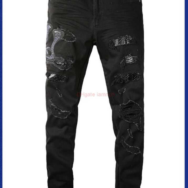 

Designer Clothing Amires Jeans Denim Pants Autumn Fashion New Amies Hole Patch Wash Jeans Mens Black Patch Embroidery Slim Fit Small Feet Pants Distressed Ripped Ski, Beige