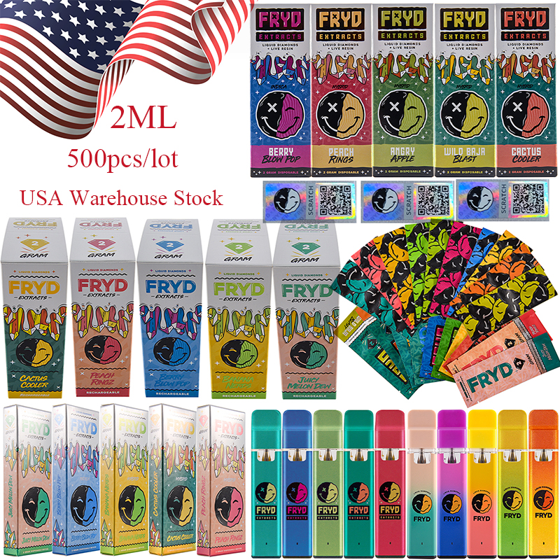 

USA Warehouse Stock 2ml Fryd Empty Liquid Diamonds E cigarettes Chargers 350mAh A+ High Quality Battery Disposable Vape Pens Rechargeable 10 Flavors Type C