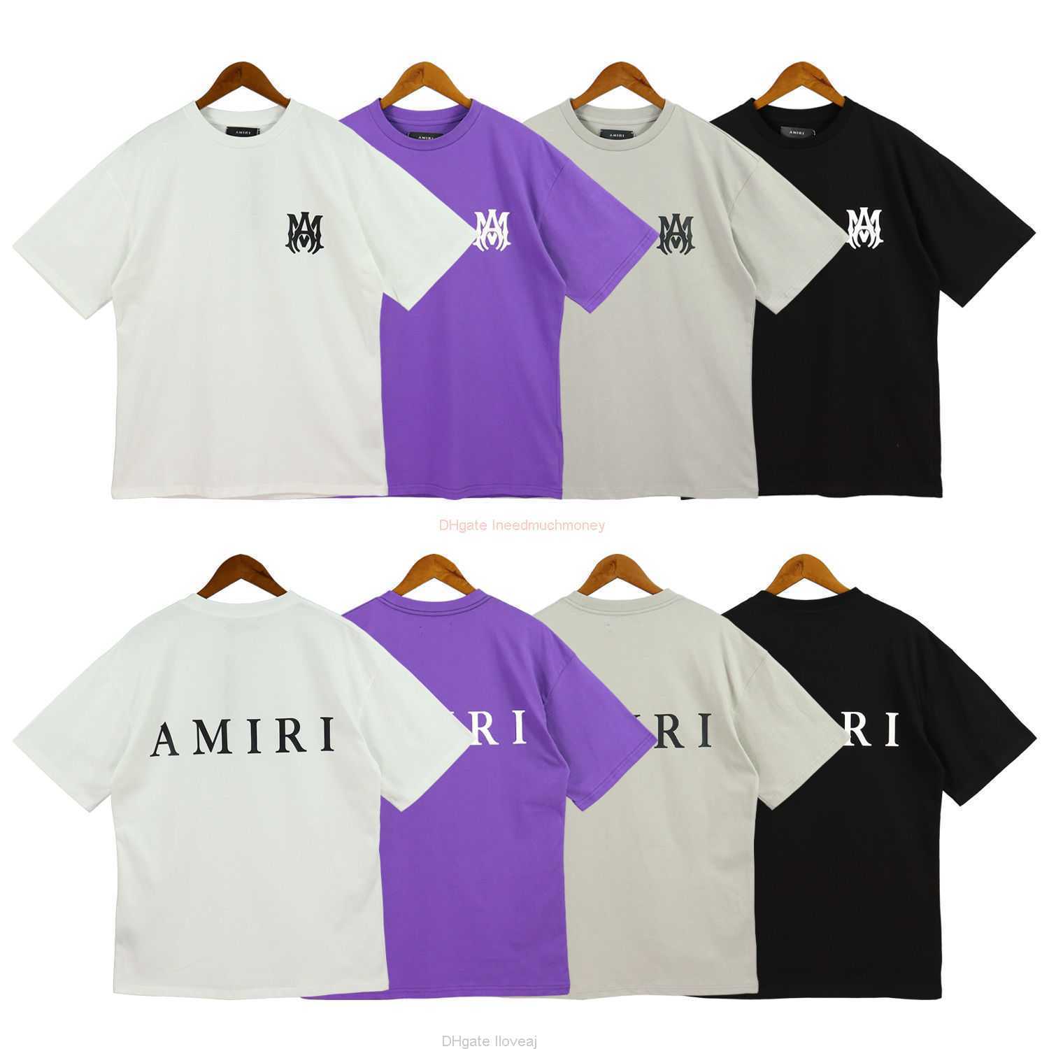 

Designer Fashion Clothing Amires Tees Am Tshirt 2023 New Amies t Tshirt Springsummer Logo Round Neck Tshirt High Street Unisex Loose Double Sand Fabric Short Sleev, White